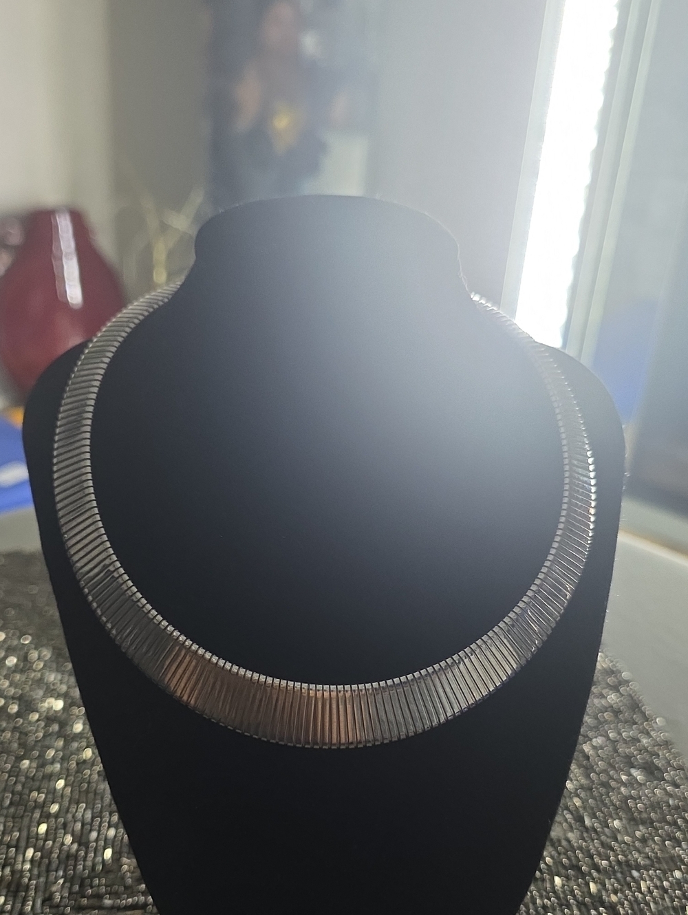 Monet Silver Ribbed Collar Necklace